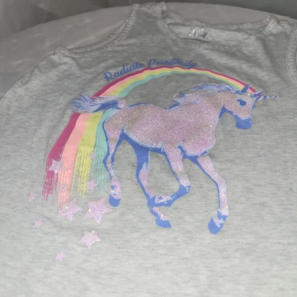Justice girls 12 unicorn gray tank